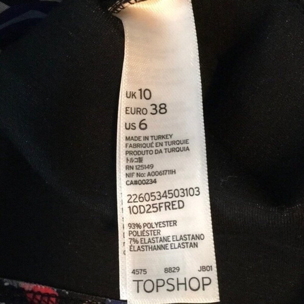TopShop Dress Women Size 6 Sleeveless Bodycon Flower Slice Jersey Short Colorful - Picture 10 of 10